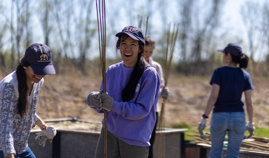 Volunteers working in fuel garden